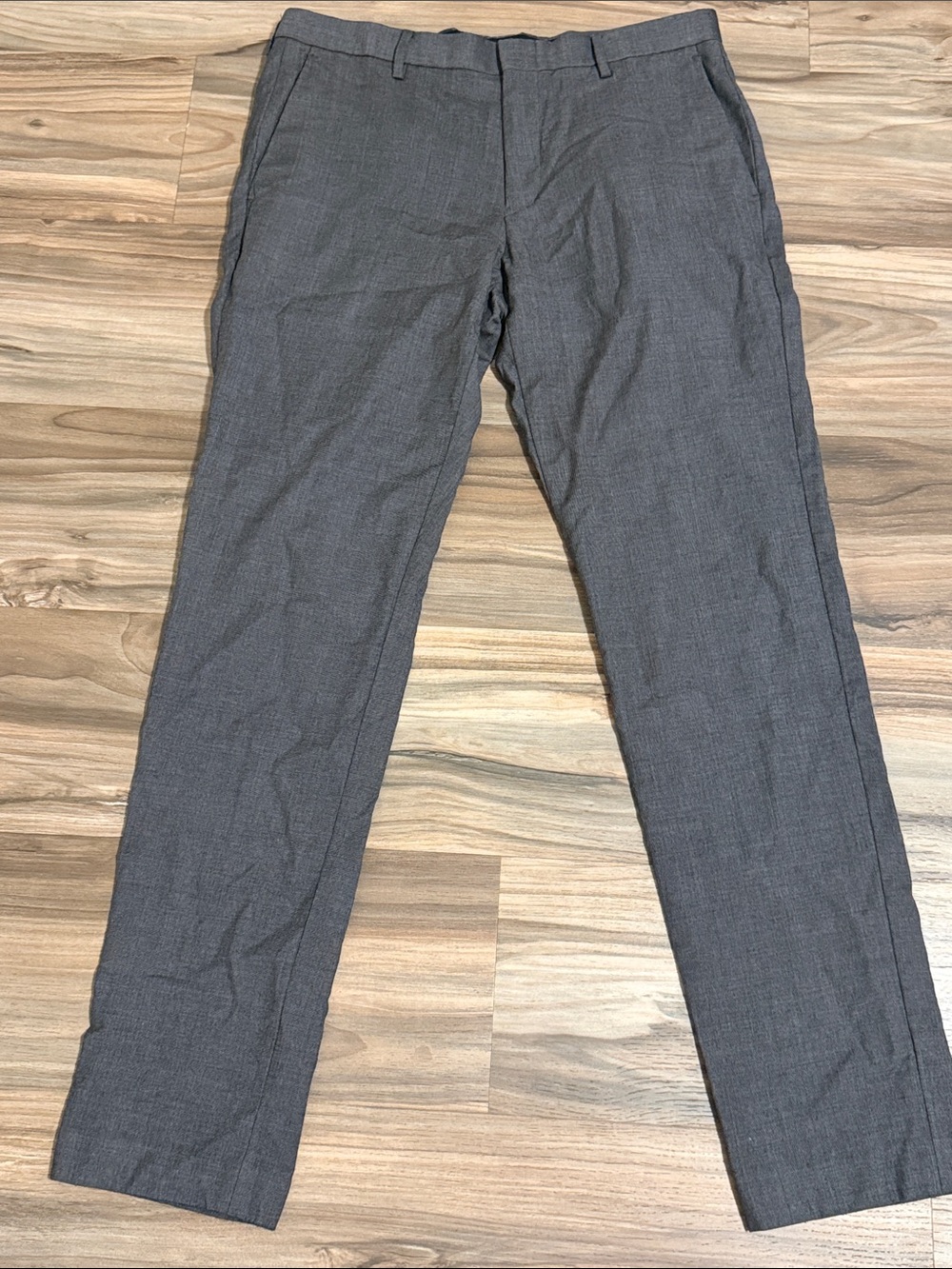 J Crew Dress Pants Mens 33x34 Charcoal Gray Ludlow Slim 100% Wool Trouser Career